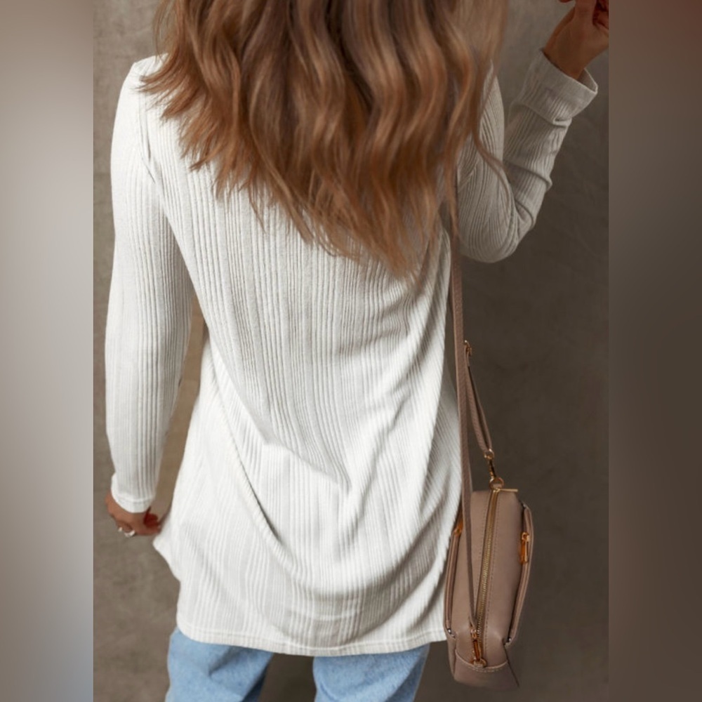 Cream Ribbed Cardigan - Picture 2 of 15